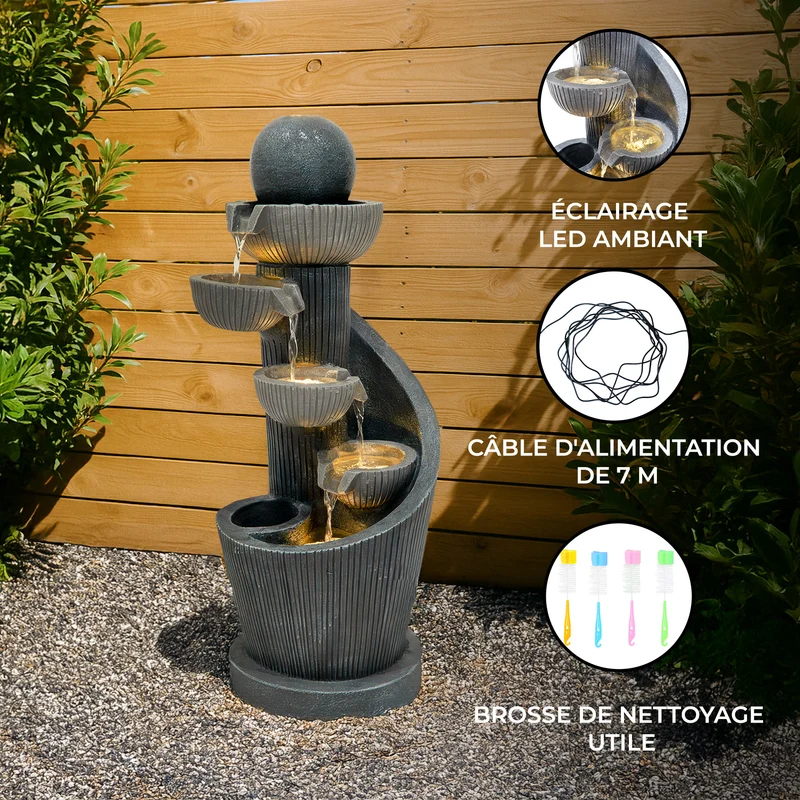 Fontaine de Jardin « Spiral Springs » Avec Éclairage LED