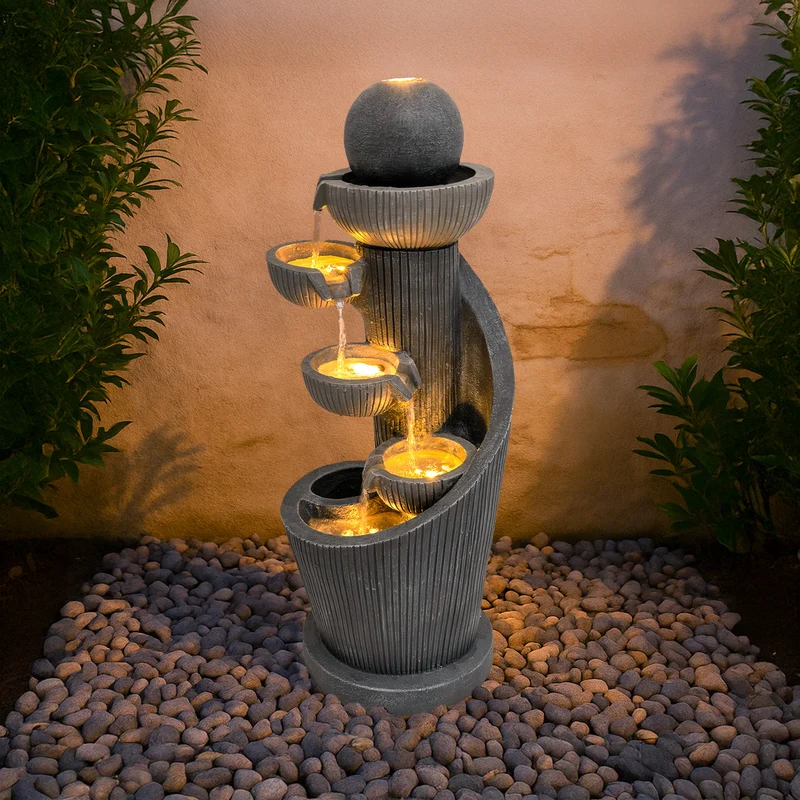Fontaine de Jardin « Spiral Springs » Avec Éclairage LED