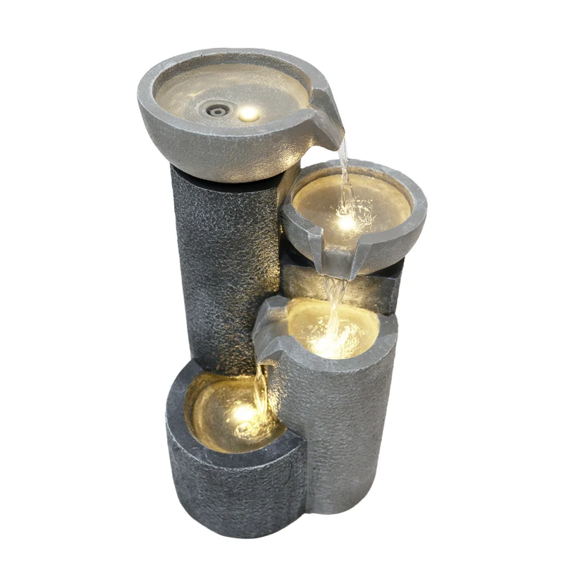 Fontaine de Jardin « Tranquil Tiers » Avec Éclairage LED
