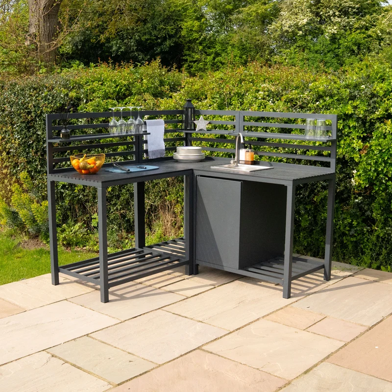 Ensemble de Cuisine Extérieure 3 Pièces en Aluminium