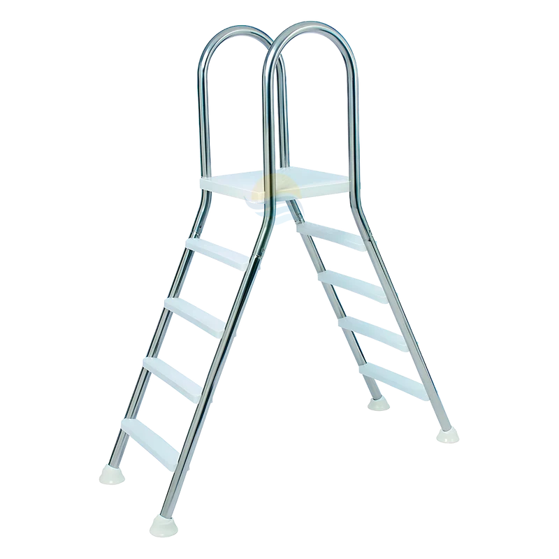 Escalera puente 4 peldaños en acero inoxidable para piscinas elevadas