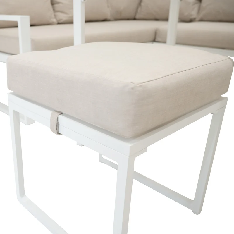 Ensemble de Salon de Jardin 5 Pièces en Aluminium – Blanc