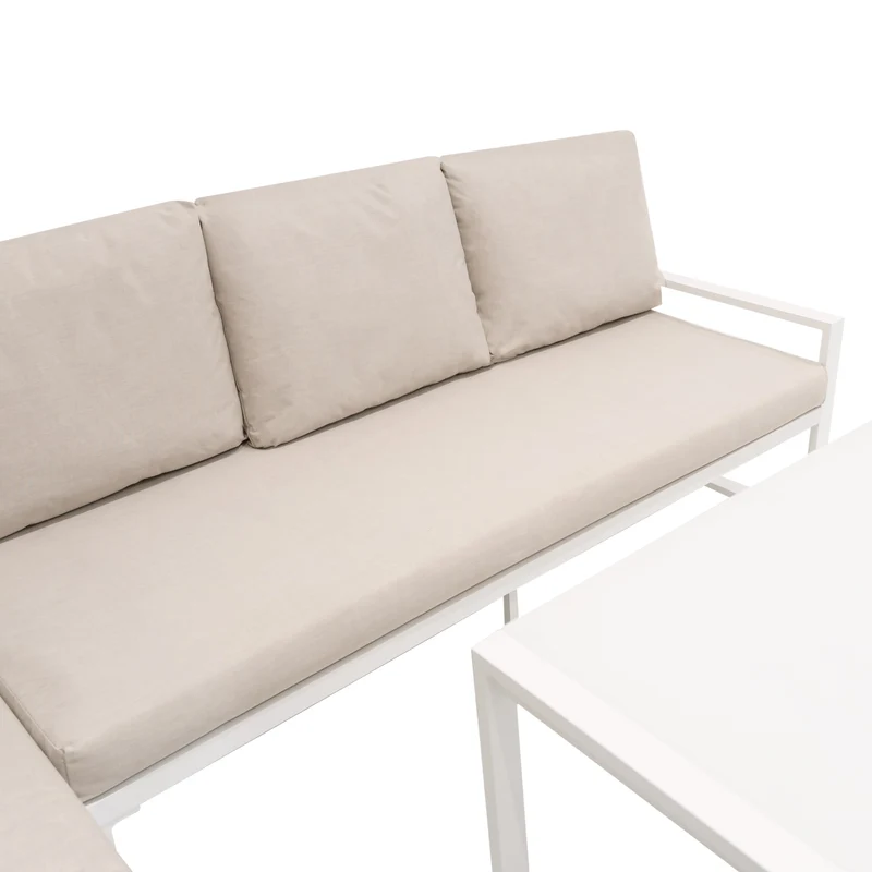 Ensemble de Salon de Jardin 5 Pièces en Aluminium – Blanc