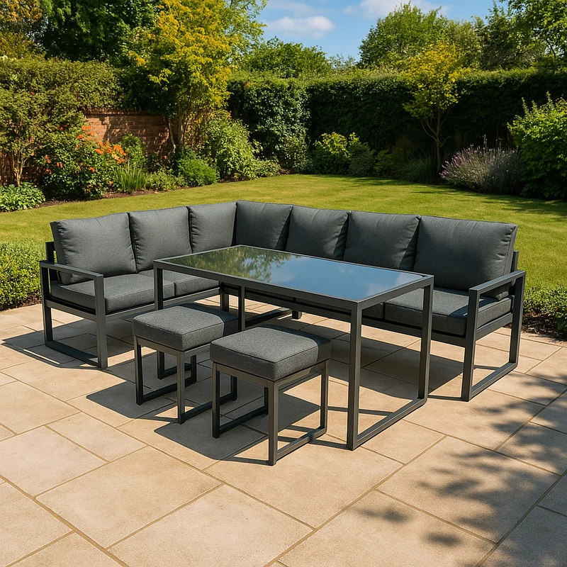 Ensemble de Salon de Jardin 5 Pièces en Aluminium – Gris Anthracite