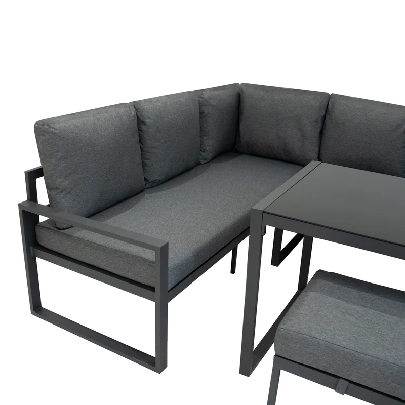 Ensemble de Salon de Jardin 5 Pièces en Aluminium – Gris Anthracite