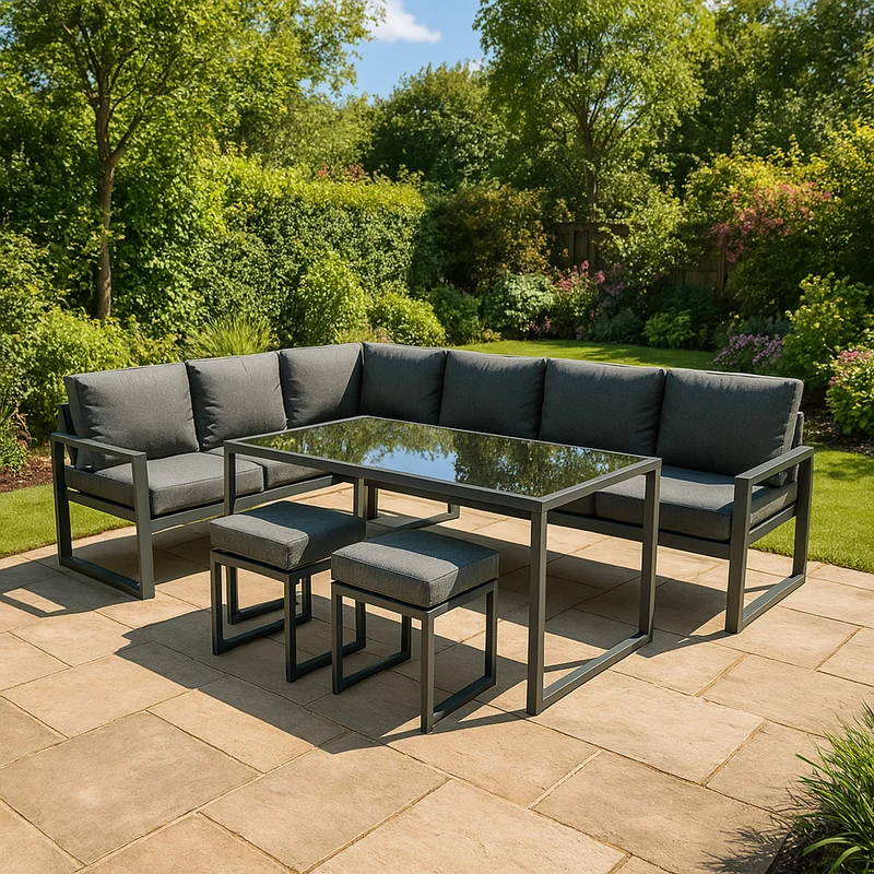 Ensemble de Salon de Jardin 5 Pièces en Aluminium – Gris Anthracite