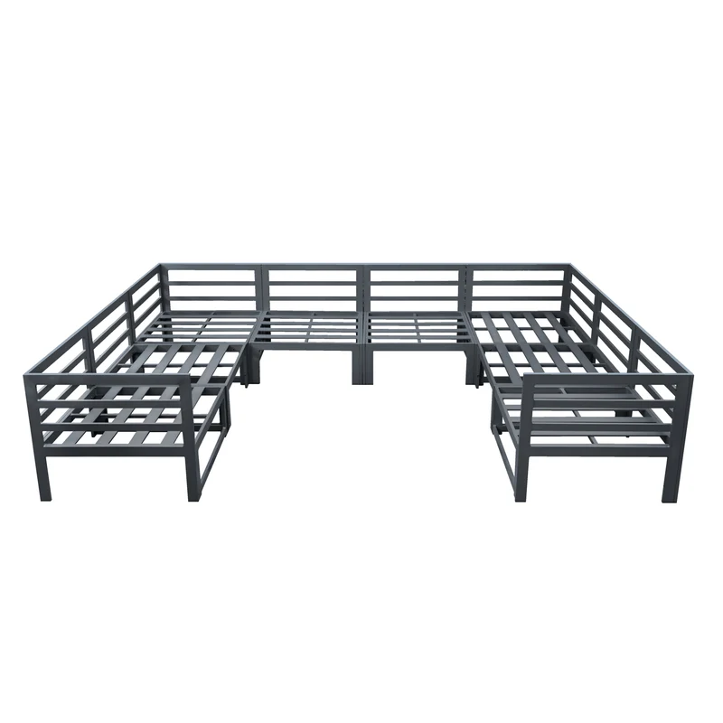 Salon de Jardin en Aluminium 8 Personnes & Table Foyer au Gaz - Gris