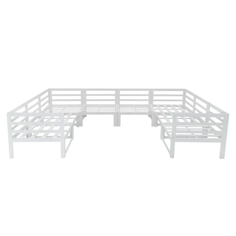 Salon de Jardin en Aluminium 8 Personnes & Table Foyer au Gaz - Blanc