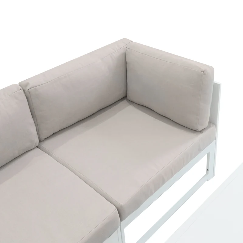 Salon de Jardin en Aluminium 8 Personnes & Table Foyer au Gaz - Blanc