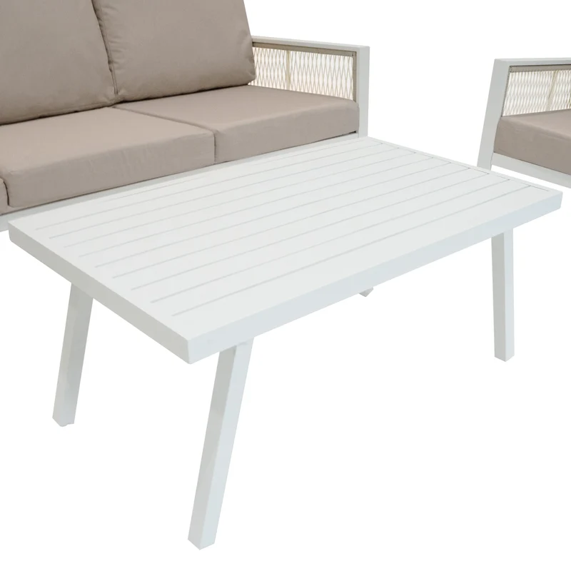 Ensemble de Salon de Jardin 4 Pièces en Aluminium - Blanc