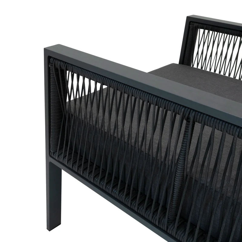 Ensemble de Salon de Jardin 4 Pièces en Aluminium - Gris Anthracite