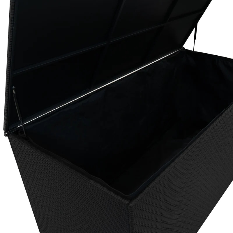 Coffre de Rangement d'Extérieur 700 L en Rotin Noir
