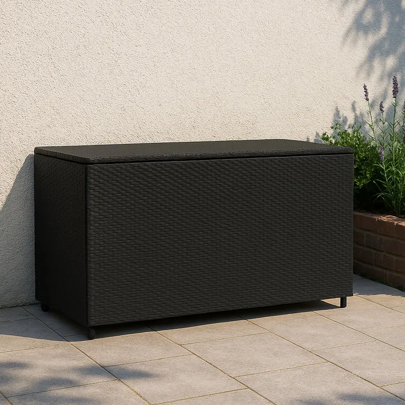 Coffre de Rangement d'Extérieur 700 L en Rotin Noir
