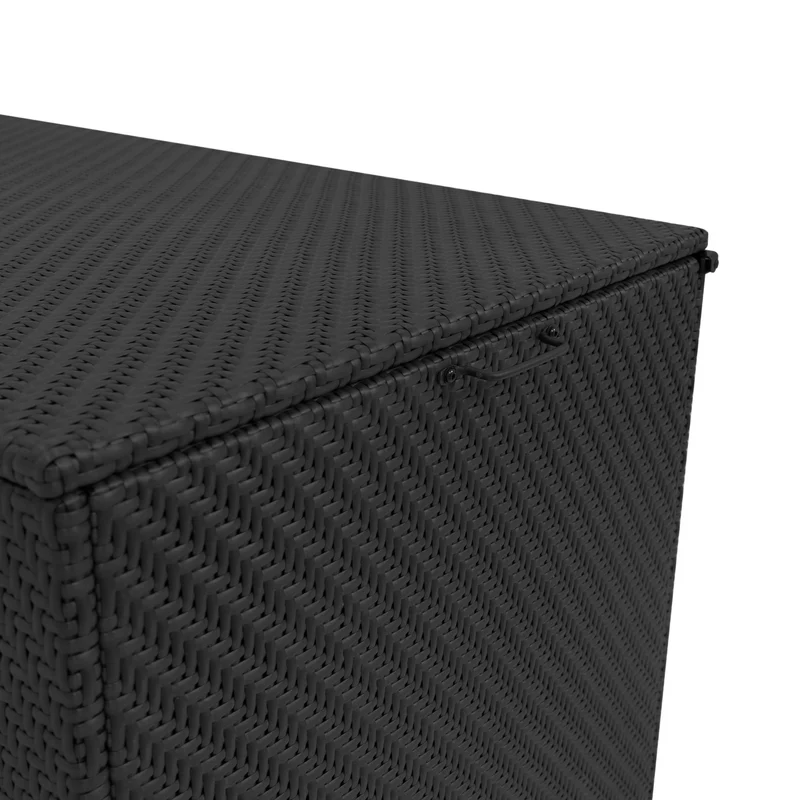 Salon de Jardin Modulaire en Rotin Noir - 7 Pièces & Coffre de Rangement 700 L