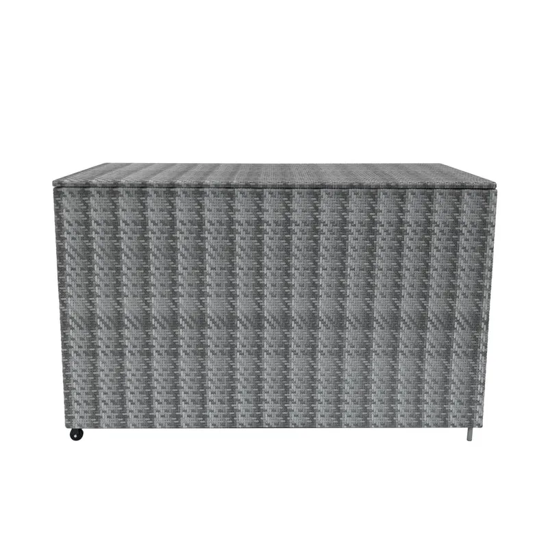 Salon de Jardin Modulaire en Rotin Gris - 7 Pièces & Coffre de Rangement 996 L