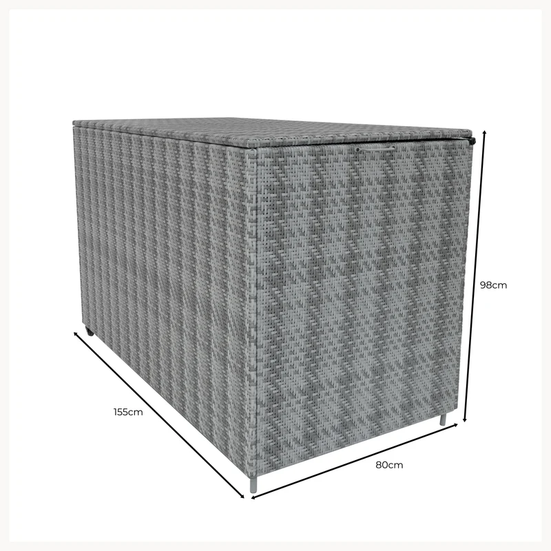 Salon de Jardin Modulaire en Rotin Gris - 7 Pièces & Coffre de Rangement 996 L