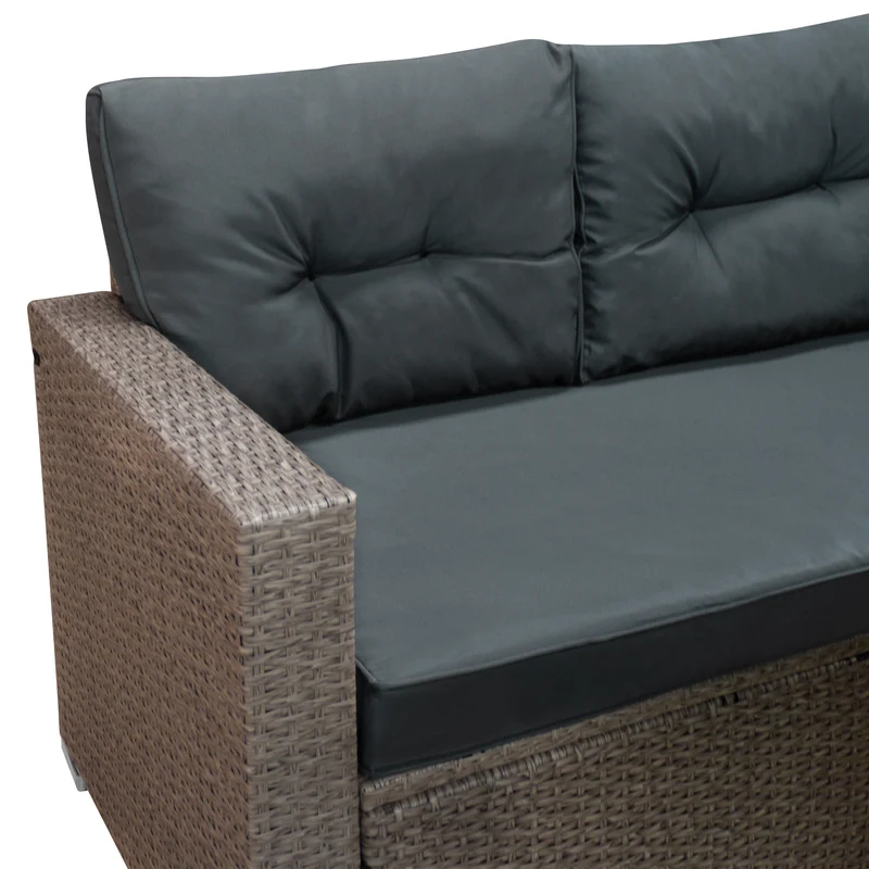 Salon de Jardin 9 Personnes en Rotin - Gris