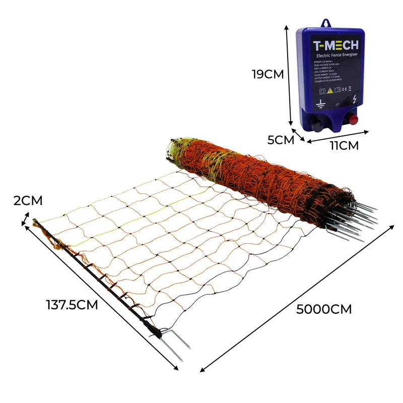 Lot de Filet Électrifiable Pour Volaille 50 m & Électrificateur