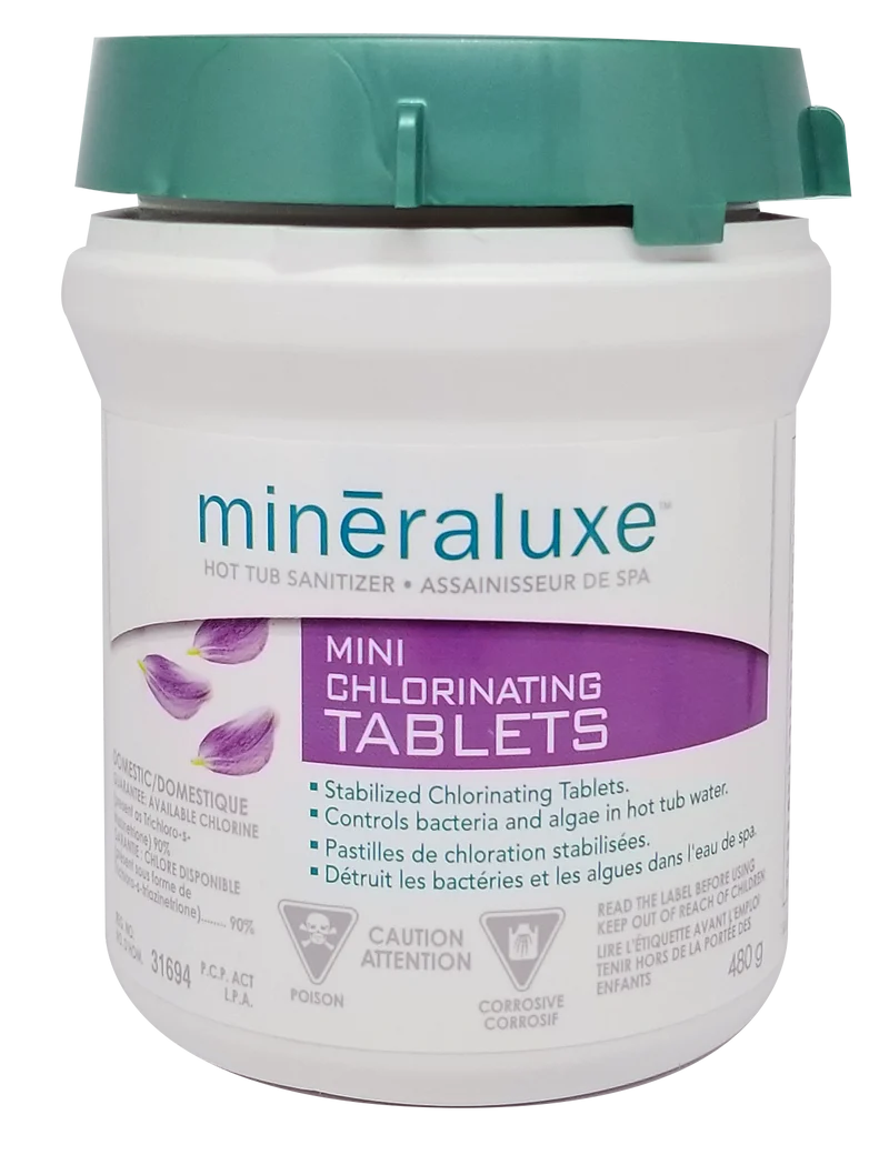 Minéraluxe Chlorinating Tablets 480 g – Pastilles de chlore 1″ pour spaMinéraluxe Chlorinating Tablets 480 g – Pastilles de chlore 1″ pour spa