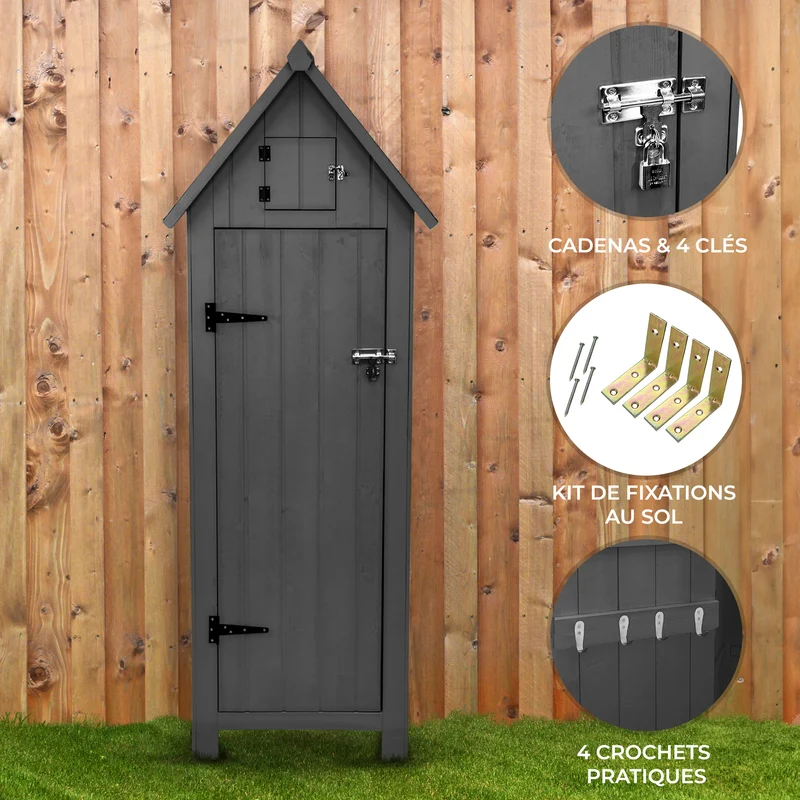 Abri de Jardin en Bois - Gris Foncé