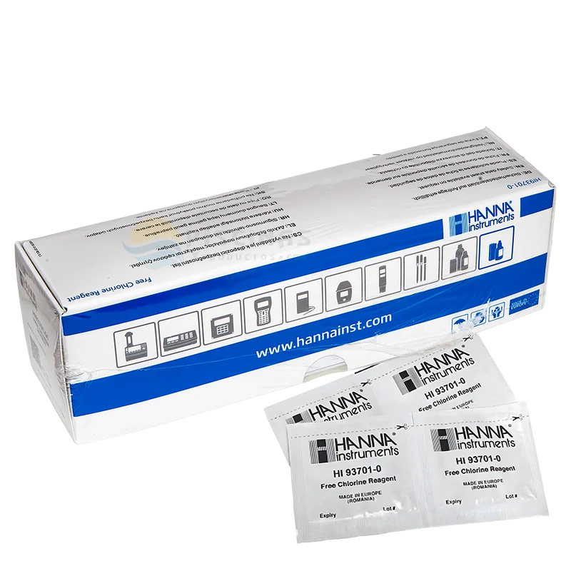 Reactivo polvo cloro libre DPD Hanna, 100 sobres.
