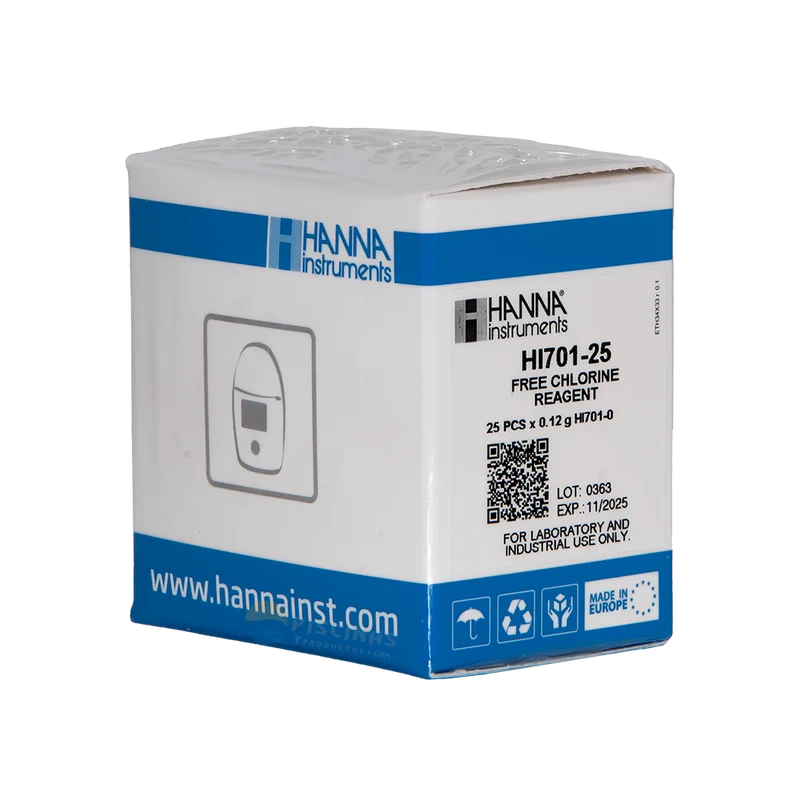Reactivo polvo HANNA para cloro libre. 25 Pcs.