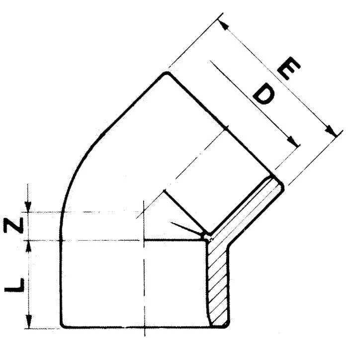 Coude 45° PVC- À coller - Sous pression
