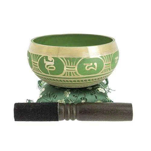 Bol Tibétain Vert avec Symboles 13,5 cm