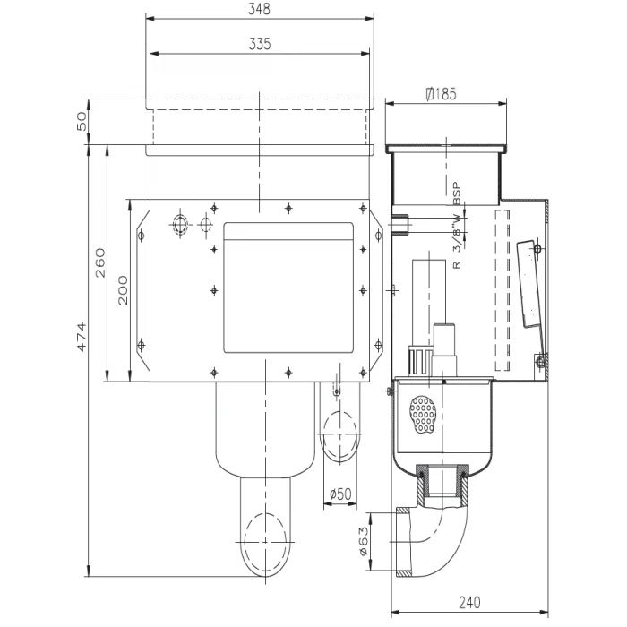 RVS Skimmer A-203 - Skimmer Couvercle Droite 07665-0900 *