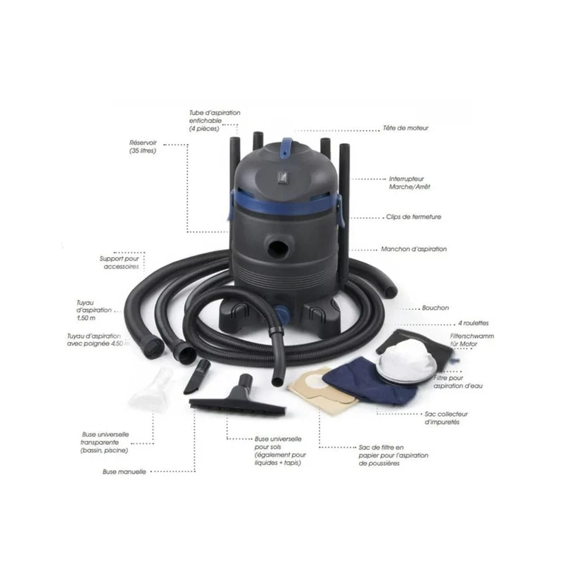 VacuProCleaner Maxi Aspirateur 4 en 1 pour bassin 1250/1400 W - 35L - Ubbink