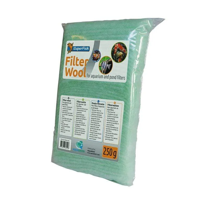 Ouate filtrante grosse vert pour bassin et aquarium - 250 grammes - Superfish