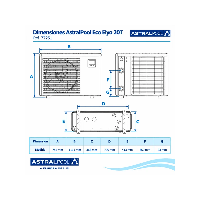 Bomba de calor AstralPool Eco Elyo 20T Full Inverter WiFi – 20 kW Trifásica