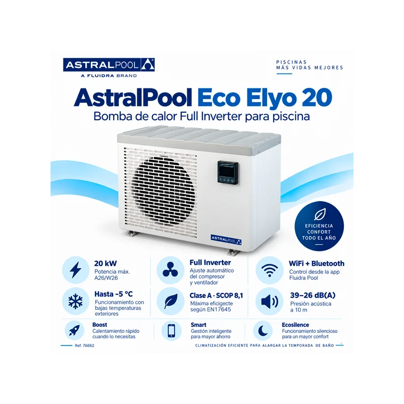 Bomba de calor AstralPool Eco Elyo 20 Full Inverter WiFi – 20 kW