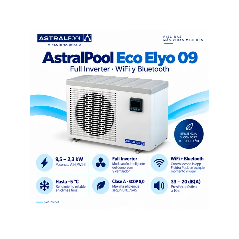 Bomba de calor AstralPool Eco Elyo 09 Full Inverter WiFi - 9,5 kW