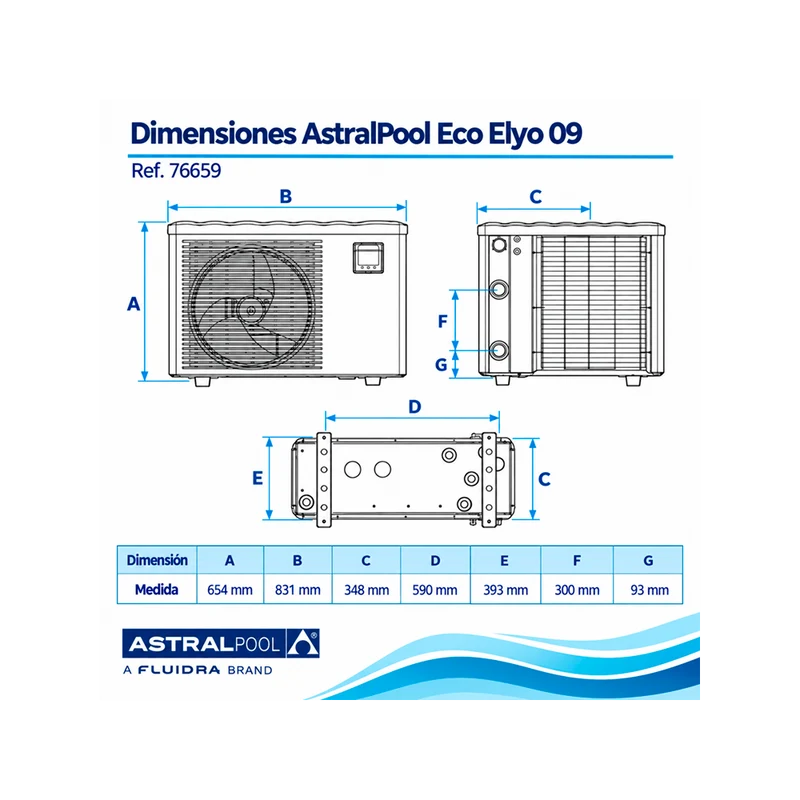 Bomba de calor AstralPool Eco Elyo 09 Full Inverter WiFi - 9,5 kW