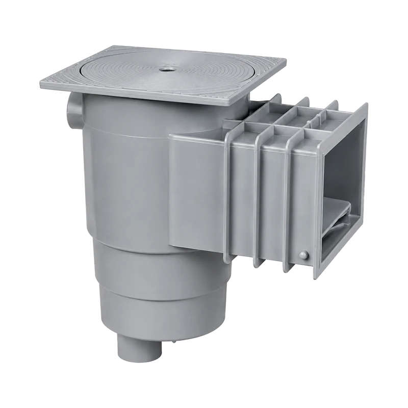Skimmer QP para piscina de hormigón boca 200 mm gris claro – tapa cuadrada – Ref. 500183CGC