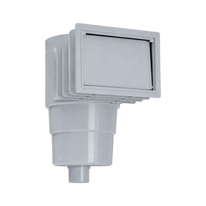 Skimmer QP para piscina de hormigón boca 200 mm gris claro – tapa cuadrada – Ref. 500183CGC