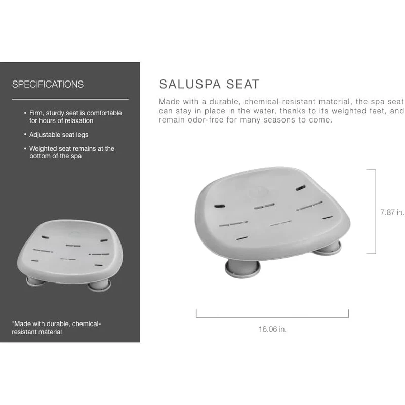 Bestway - Asiento para spa SaluSpa Comfort Seat gris con altura ajustable y base antideslizante