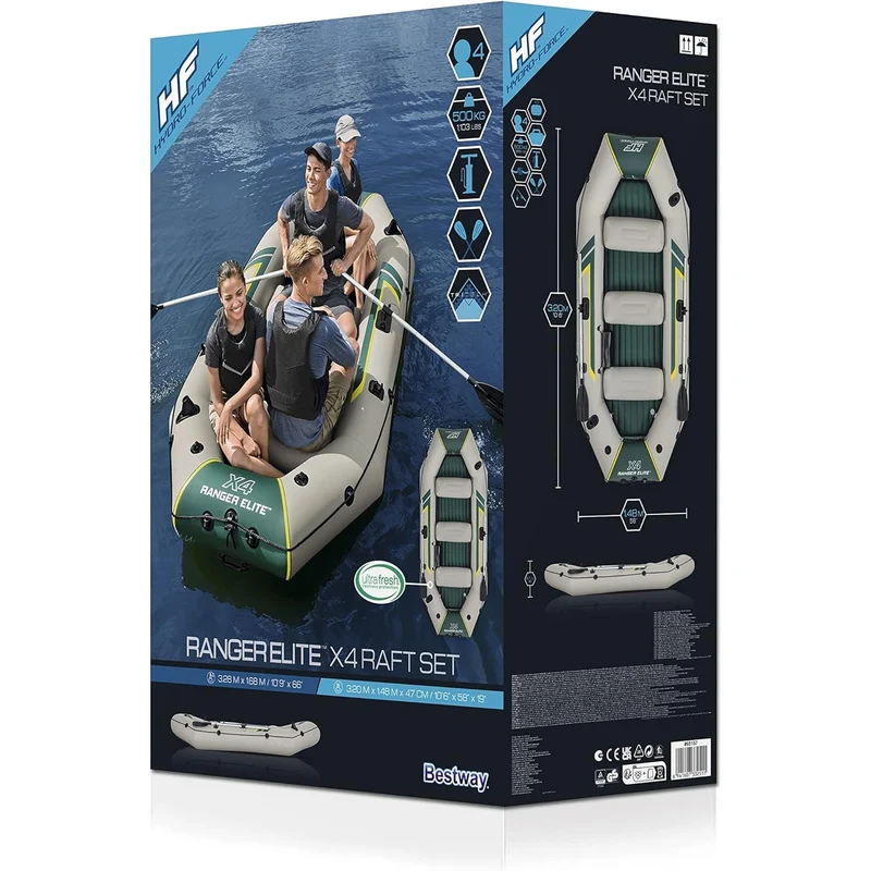 Bestway – Barca hinchable Hydro-Force Ranger Elite X4 Raft Set (320 × 148 cm)