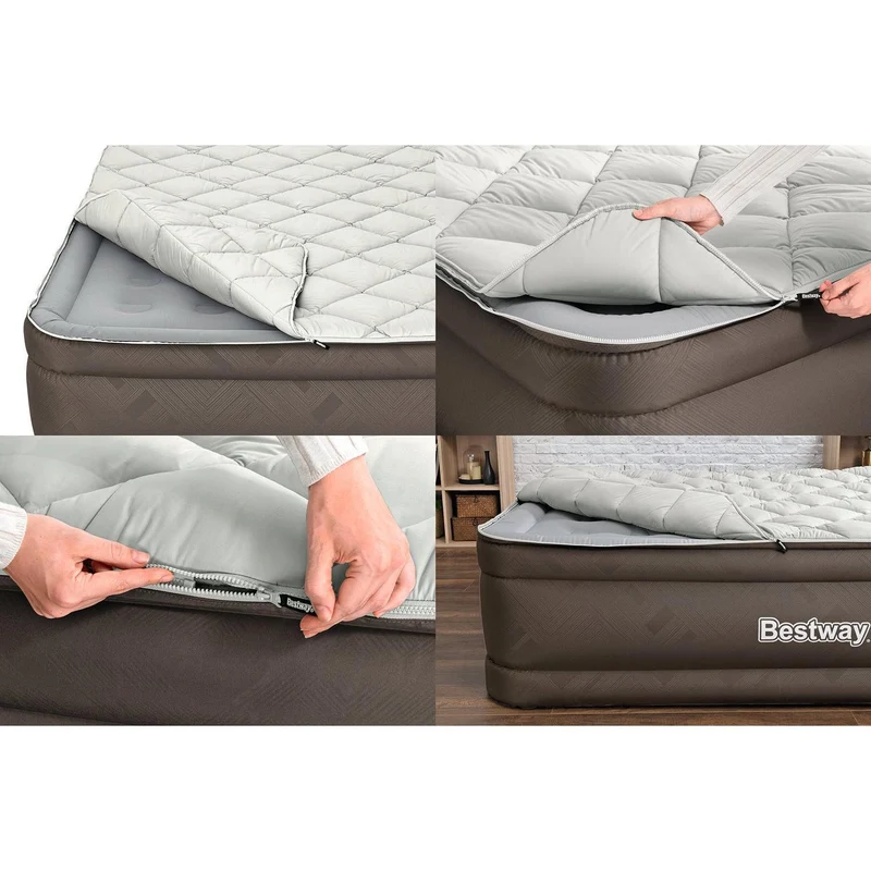 Bestway - Tough Guard/Fortech Colchón hinchable con funda con cremallera y bomba eléctrica integrada