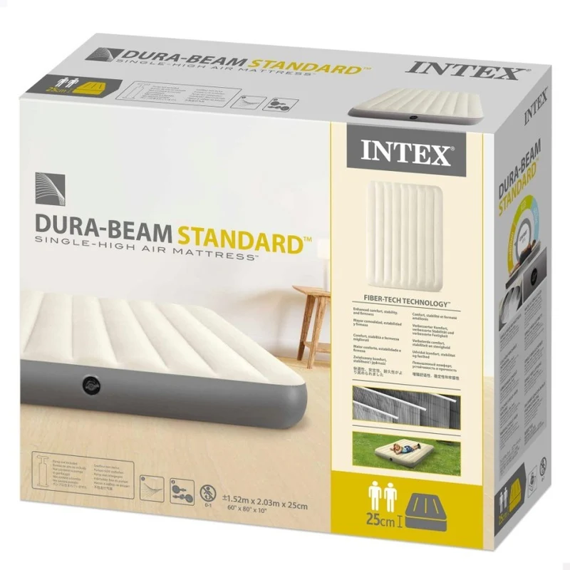 Intex Dura-Beam Standard Colchón Hinchable Single-High 152x203x25 cm