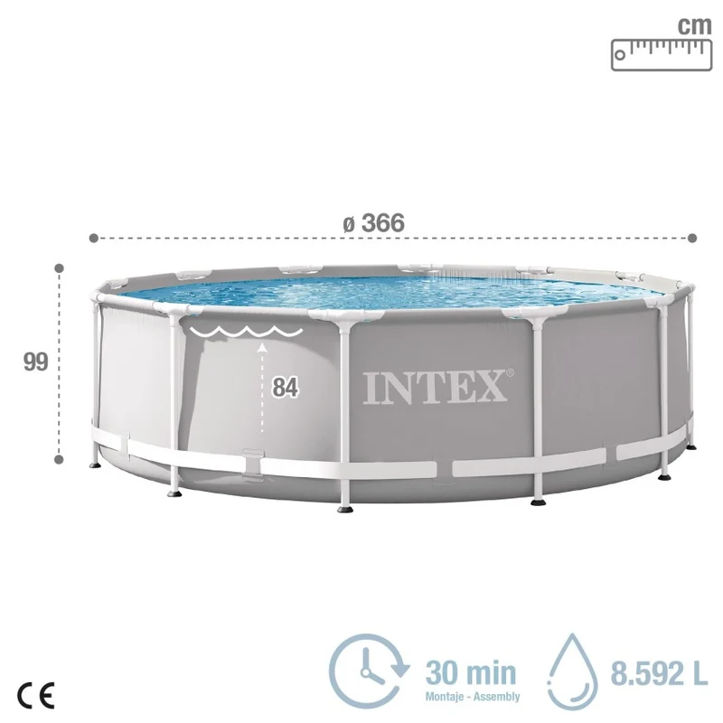 Intex Piscina Elevada Redonda Prism Frame 366x99cm con Depuradora