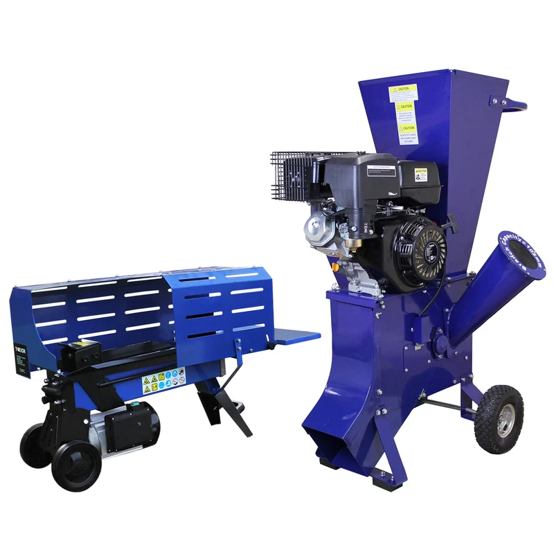 T-Mech Lot de Fendeur de Bûches 7 T & Broyeur de Bois 15 CV