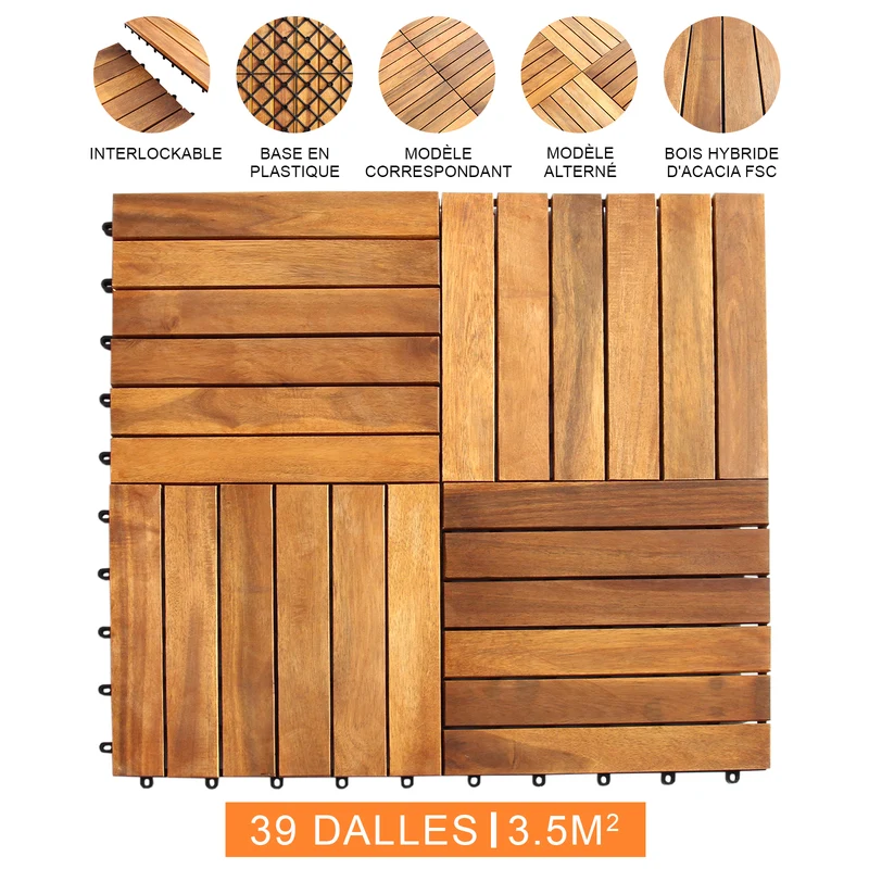 39 Dalles de Terrasse en Bois d'Acacia