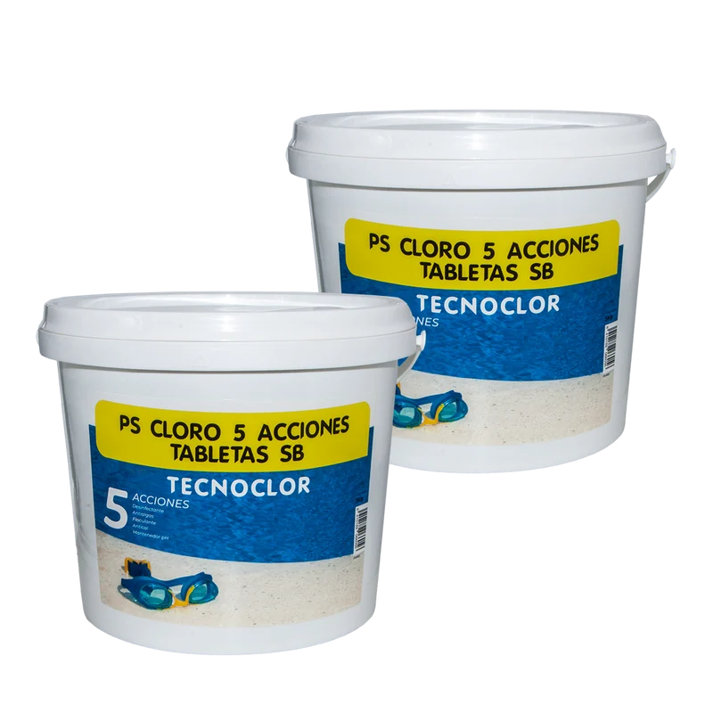 Pack de 2 cubos de cloro tabletas 5 acciones 5 Kg c/u
