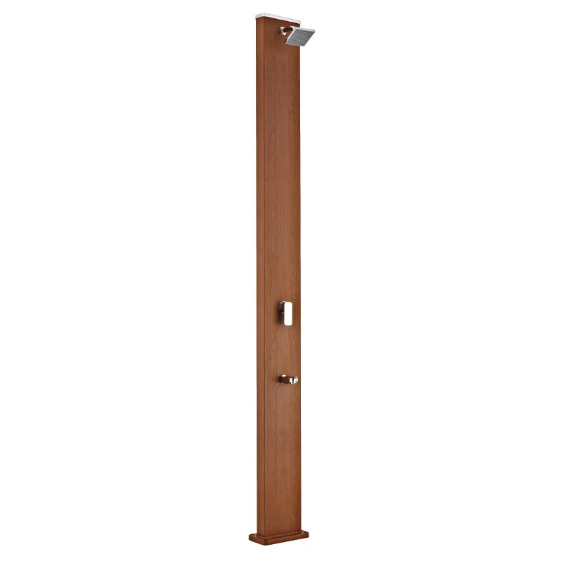 Ducha solar cuadrada Gre aspecto madera con lavapies DSALC32W