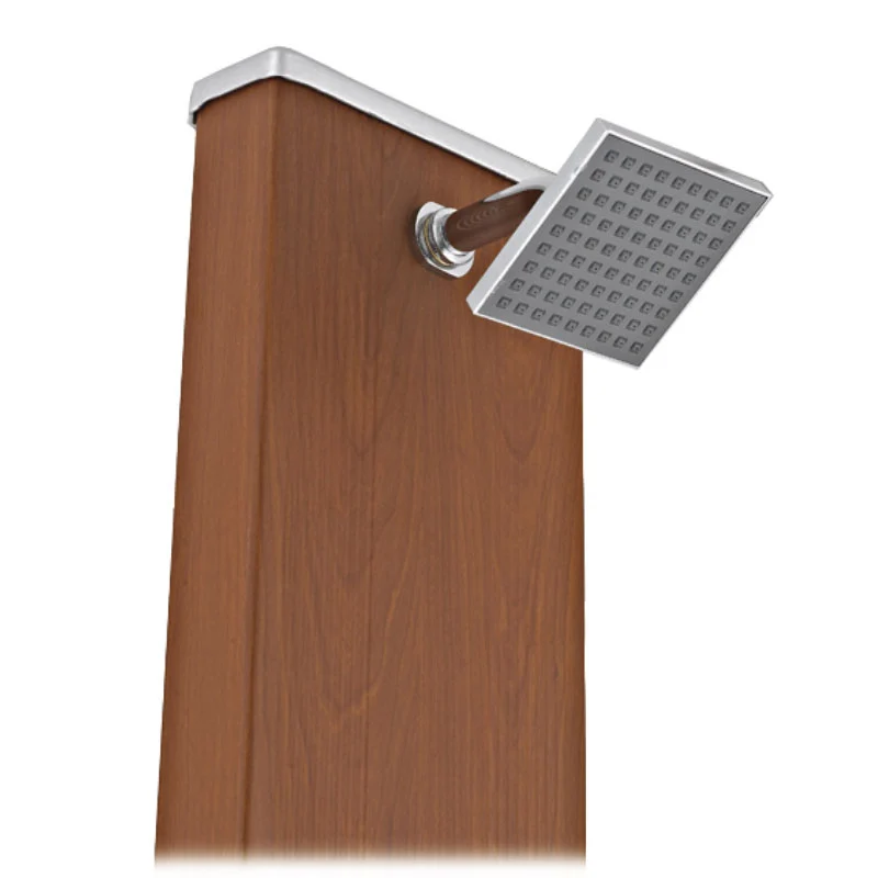 Ducha solar cuadrada Gre aspecto madera con lavapies DSALC32W