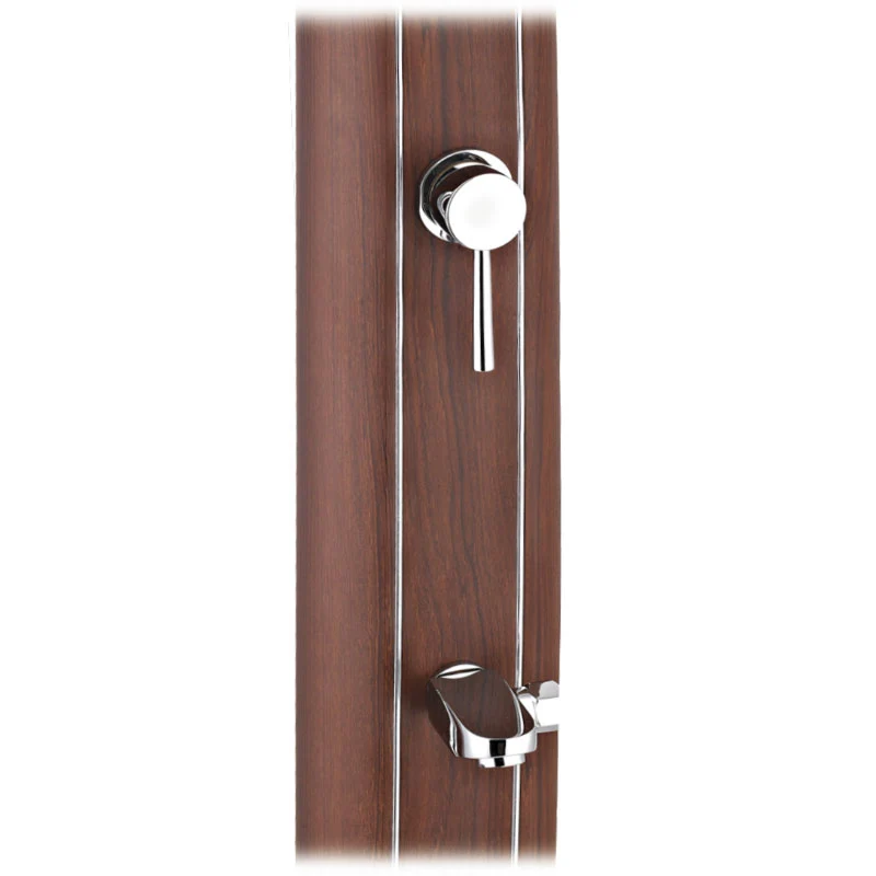 Ducha solar redonda Gre aspecto madera con lavapies DSALR32W