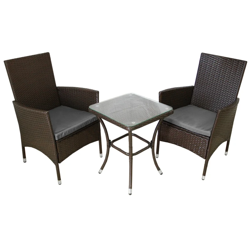Jardí Set Bistro en Rotin Marron