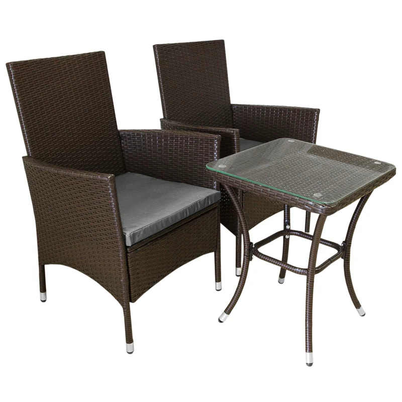 Jardí Set Bistro en Rotin Marron